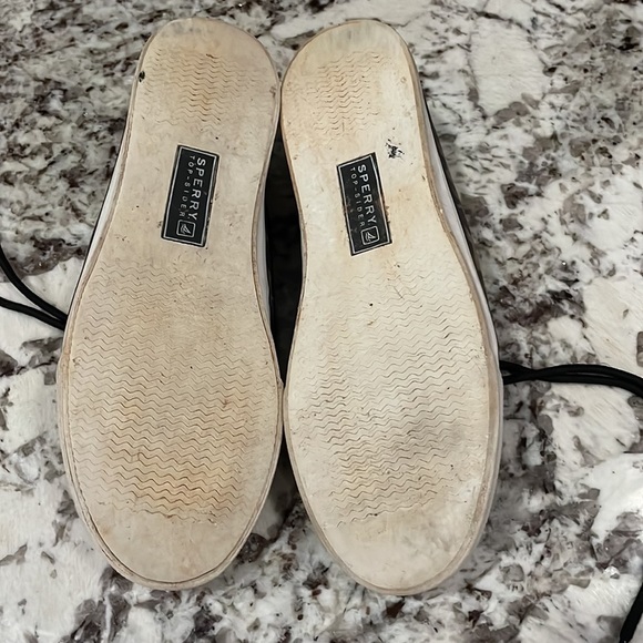 Sperry Topsiders Women's Leopard Canvas Black Patent Leather Boat Shoes … - Picture 10 of 11